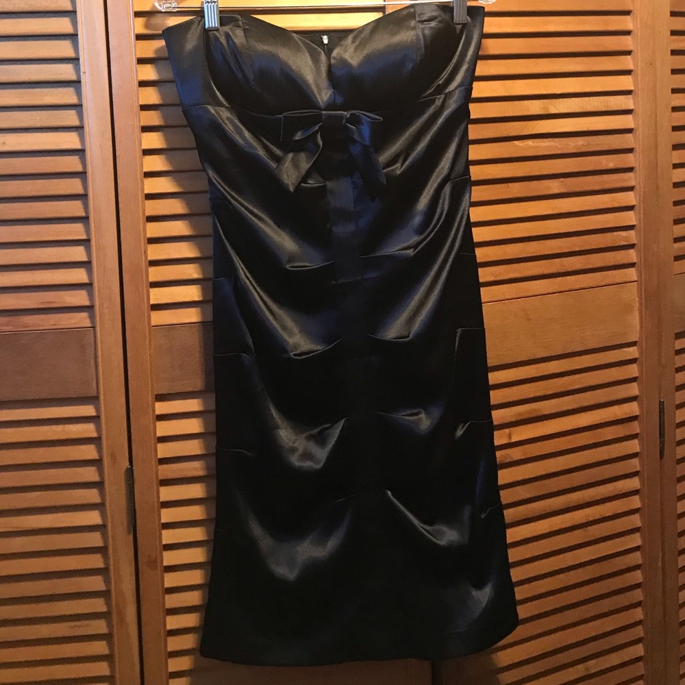 Beata Studio LA Black Satin Strapless Dress